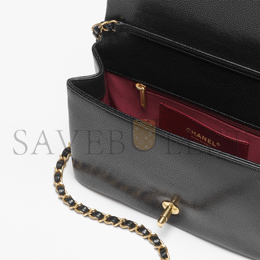 CHANEL MASTER SMALL FLAP BAG GRAINED SHINY CALFSKIN & GOLD-TONE METAL AS5186 (23*15*8cm)